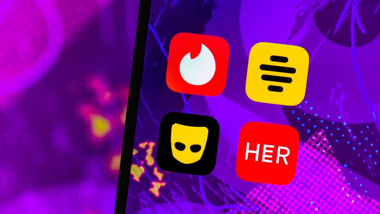 illustration of hookup app icons on a phone screen
