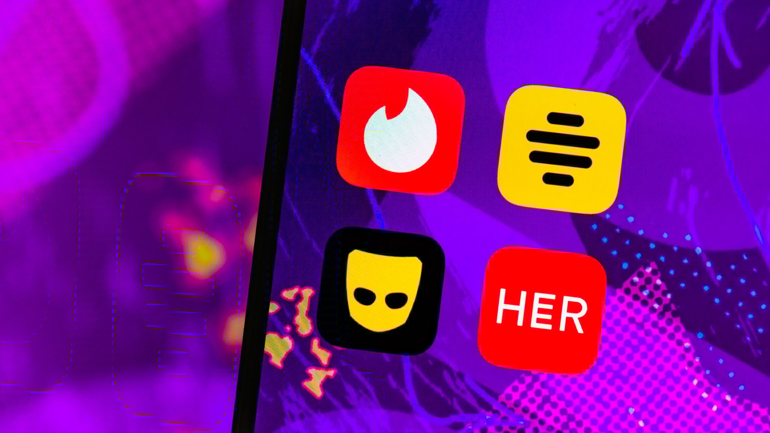 illustration of hookup app icons on a phone screen