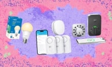 Smart home devices on gradient background