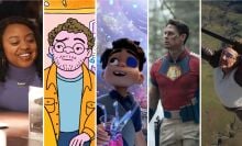 A composite of images from "Abbott Elementary," "Long Story Short," "Elio," "Peacemaker, and "Mission: Impossible - The Final Reckoning." 