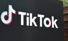 tiktok logo on a building