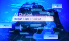 Illustration of imaginary chatbot on a digital screen.