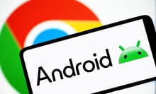 Android logo on a smartphone screen
