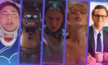 Composite of images from "Heated Rivalry," “Five Nights at Freddy’s 2,” "Stranger Things," "Die My Love," and "The Life of Chuck."