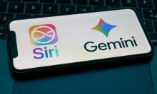 Siri and Gemini logos on smartphone screen