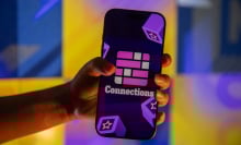 A phone displaying the New York Times game 'Connections.'