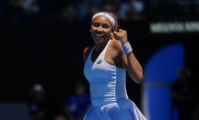 Coco Gauff celebrates at the Australian Open