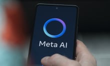 A Meta AI logo on a smartphone.
