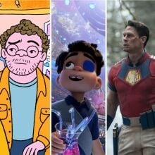 A composite of images from "Abbott Elementary," "Long Story Short," "Elio," "Peacemaker, and "Mission: Impossible - The Final Reckoning." 