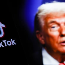 TikTok logo and Donald Trump