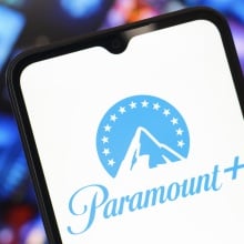 The Paramount+ logo on a phone.