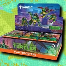 MTG TMNT Play Booster Box on a green patterned background