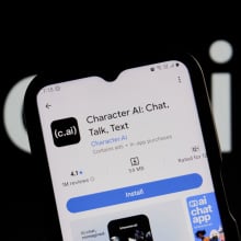 App logo of Character.AI displayed on a phone. 
