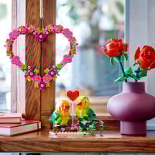 lego heart ornament set hung up on a door