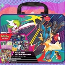 The Fall 2025 Pokémon TCG Collector Chest on a blue, purple, and red background
