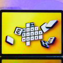 Close-up view of crossword puzzle.