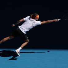 Alexander Zverev of Germany plays a backhand