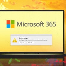 an illustrated screen with microsoft outage on it