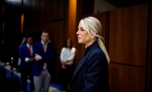 U.S. Attorney General Pam Bondi arrives to a Senate Judiciary Committee hearing