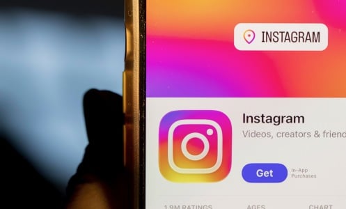 close-up view of Instagram app in the App Store