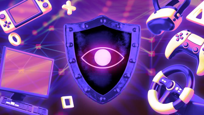 illustration of eye on shield