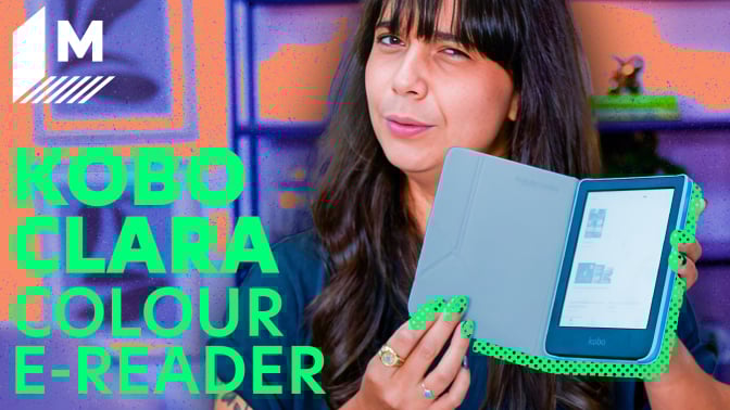 Mashable's Christianna Silva holding the Kobo Clara Colour e-reader