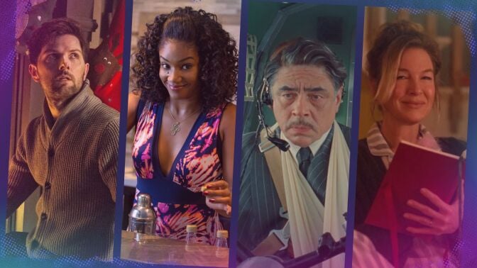 Adam Scott in "Krampus," Tiffany Haddish in "Girls Trip," Benicio del Toro in "The Phoenician Scheme," and Renée Zellweger in "Bridget Jones: Mad About the Boy."