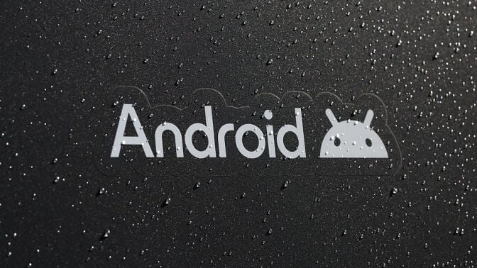 Android logo on rainy wall