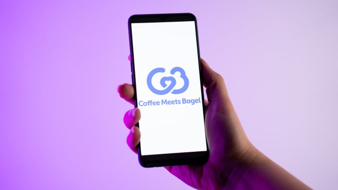 coffee meets bagel logo on smart phone