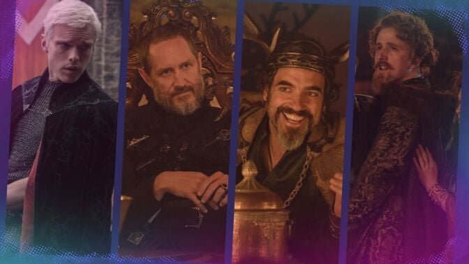Finn Bennett, Bertie Carvel, Daniel Ings, and Daniel Monks in "A Knight of the Seven Kingdoms."