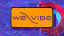 we-vibe logo on phone screen with illustrated background