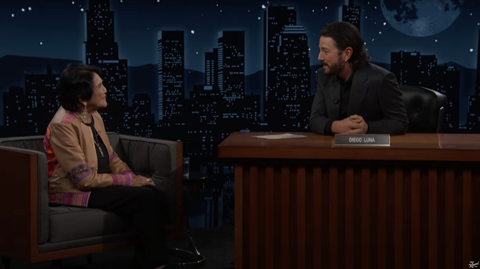 Dolores Huerta and Diego Luna on "Jimmy Kimmel Live!"