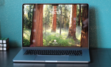 the 15-inch m4 apple macbook air on a desk against a blue speckled wall