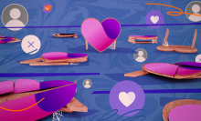 composite image of facebook hearts and profile photos