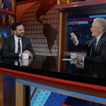 Zohran Mamdani and Jon Stewart on The Daily Show.