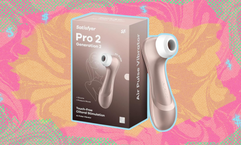 Satisfyer Pro 2 against a colorful background. 