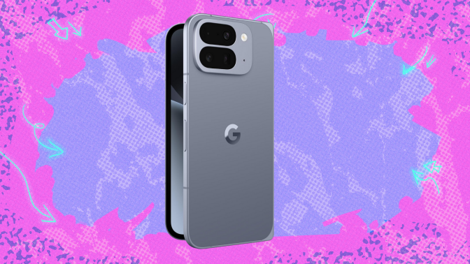 Google Pixel 10 Pro Fold on pink and light purple background